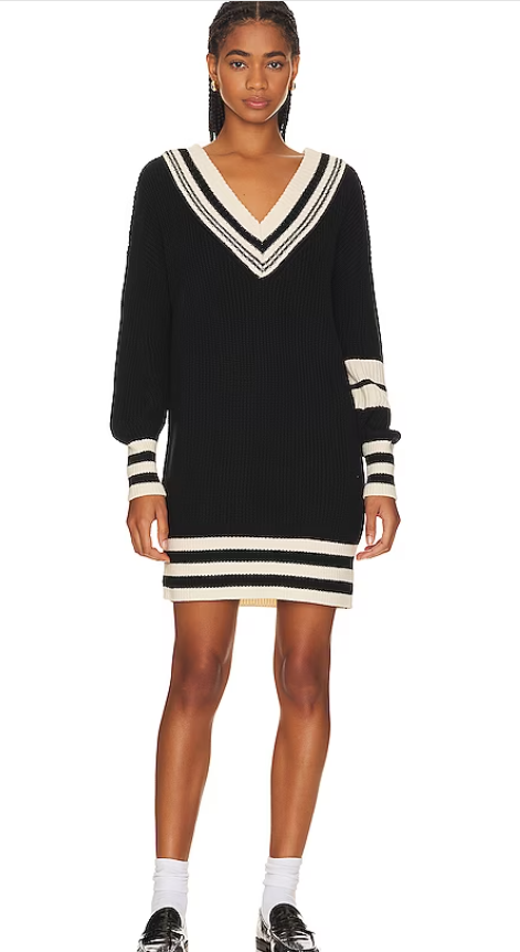 Steve Madden Varsity mini dress black white stripe