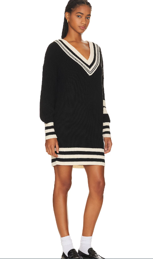 Steve Madden Varsity mini dress black white stripe