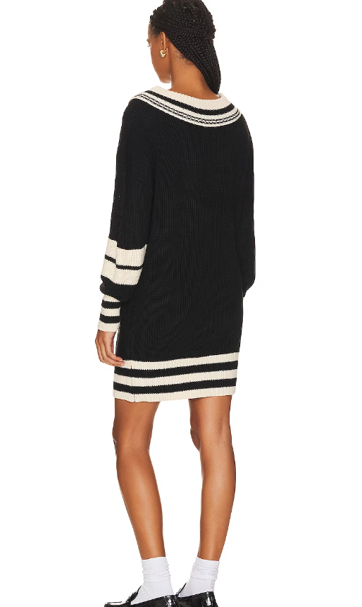 Steve Madden Varsity mini dress black white stripe