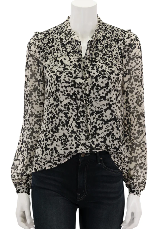 Steve Madden Drew Blouse black white sheer