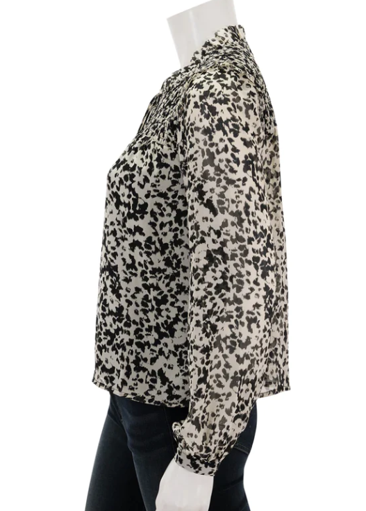 Steve Madden Drew Blouse black white sheer