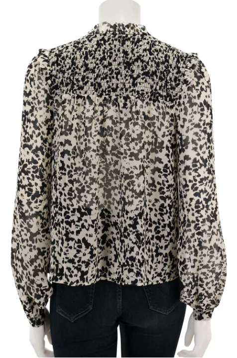 Steve Madden Drew Blouse black white sheer