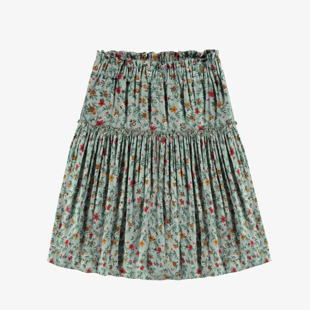 Souris Mini | Child's Green Floral Midi Skirt
