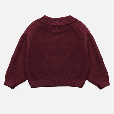 Long Sleeve Burgundy Knit Sweater | Embroidered