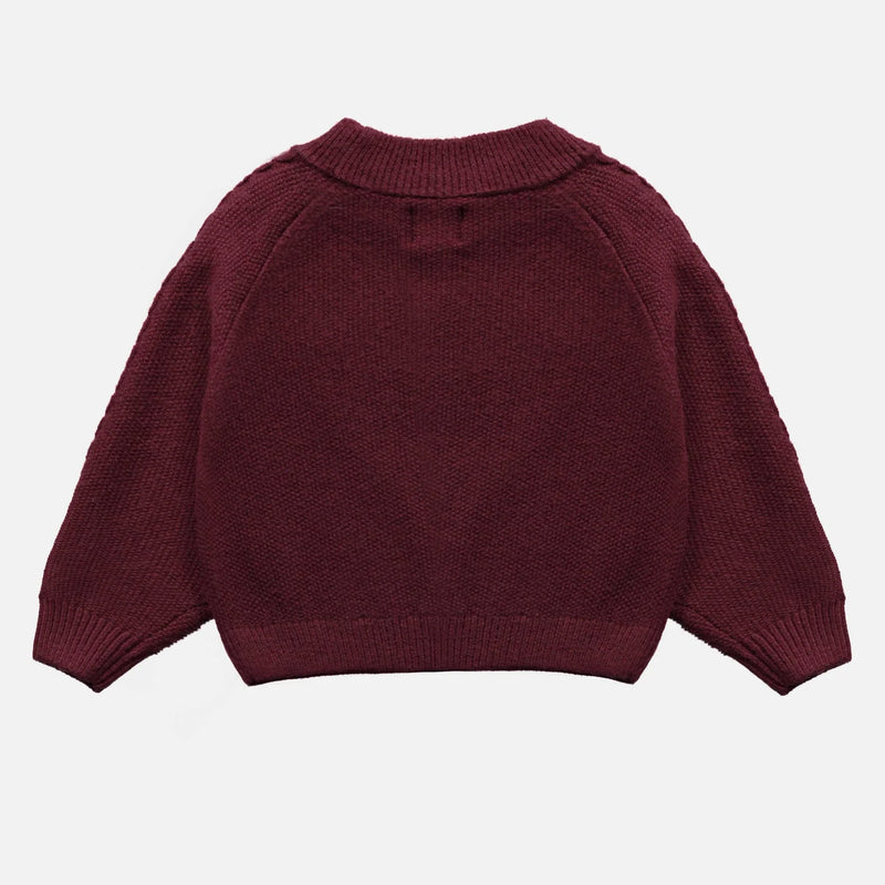 Long Sleeve Burgundy Knit Sweater | Embroidered