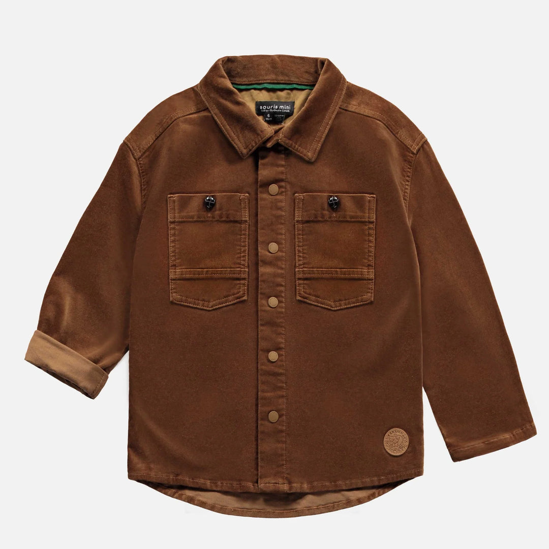 Souris Mini | Child's Brown Velvet Overshirt