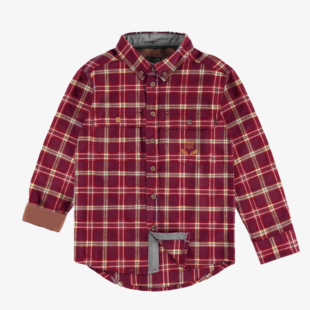 Souris Mini | Child's Brushed Flannel Plaid Shirt