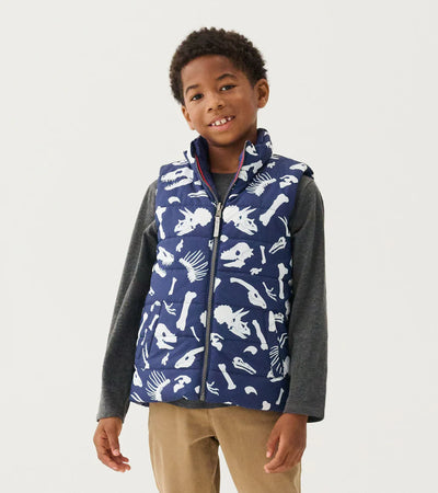 HATLEY | REVERSIBLE QUILTED VEST | DINO FOSSILS