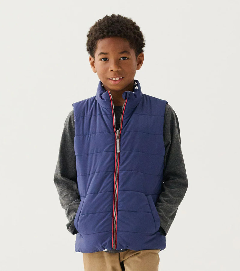 HATLEY | REVERSIBLE QUILTED VEST | DINO FOSSILS