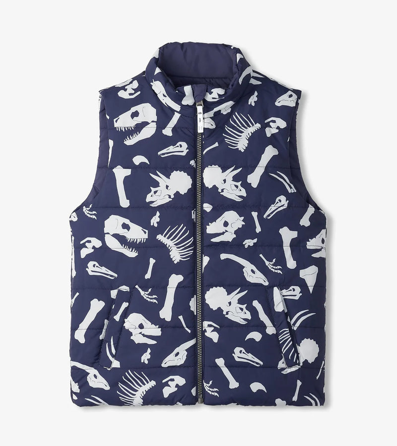 HATLEY | REVERSIBLE QUILTED VEST | DINO FOSSILS