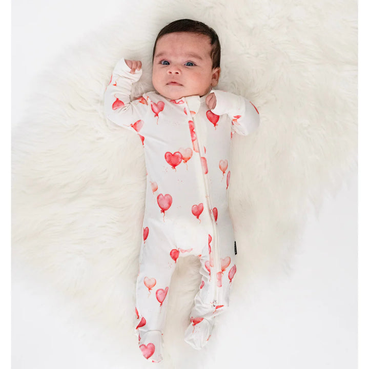 Footed Sleeper | Heart Balloons