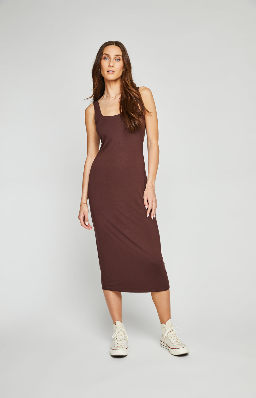 GENTLE FAWN | CHANTELLE MIDI DRESS| CHOCOLATE