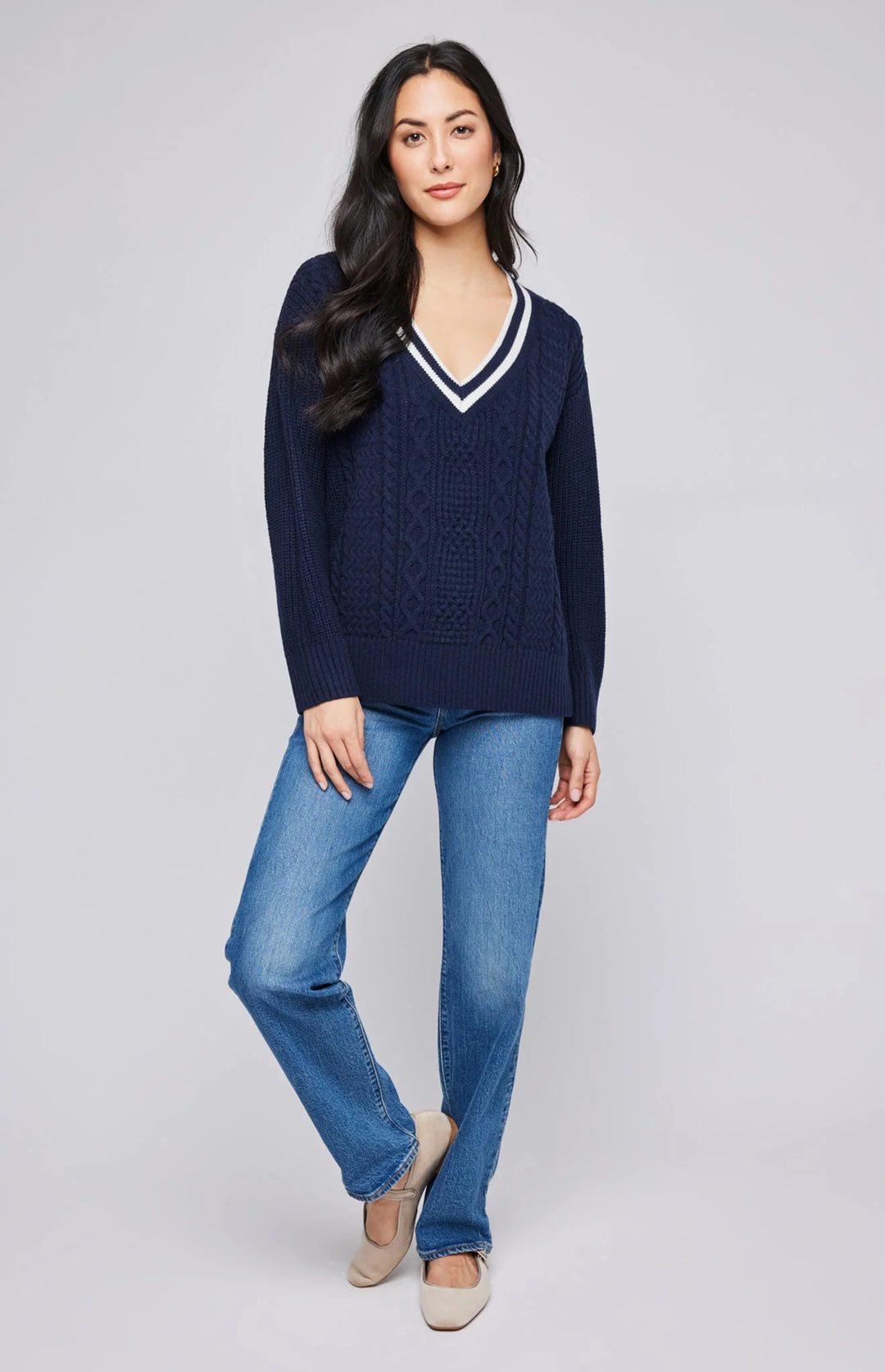 GENTLE FAWN | KYLA V-NECK SWEATER | NAVY