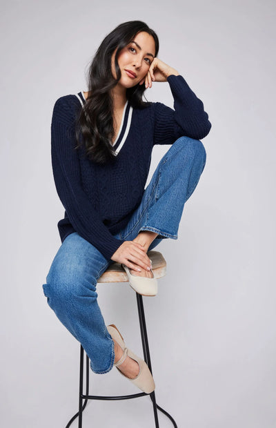 GENTLE FAWN | KYLA V-NECK SWEATER | NAVY