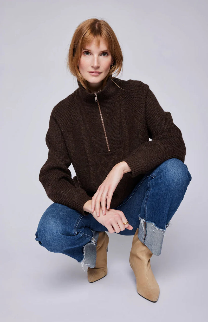 GENTLE FAWN | GEORGIE PULLOVER SWEATER | HEATHER ESPRESSO