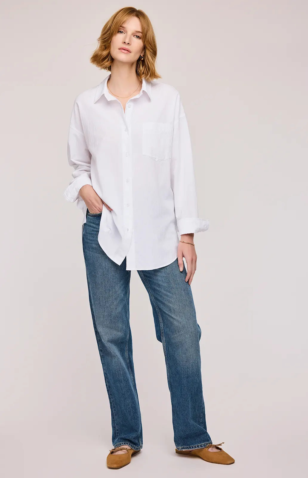 GENTLE FAWN | CALLAHAN BUTTON-UP SHIRT | WHITE