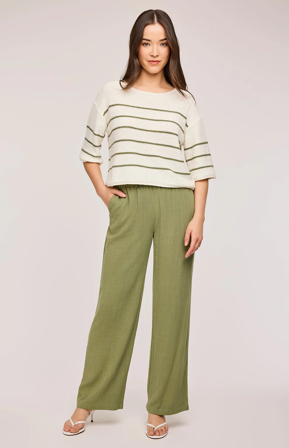 GENTLE FAWN | KERRIGAN KNIT PULLOVER | MATCHA STRIPE