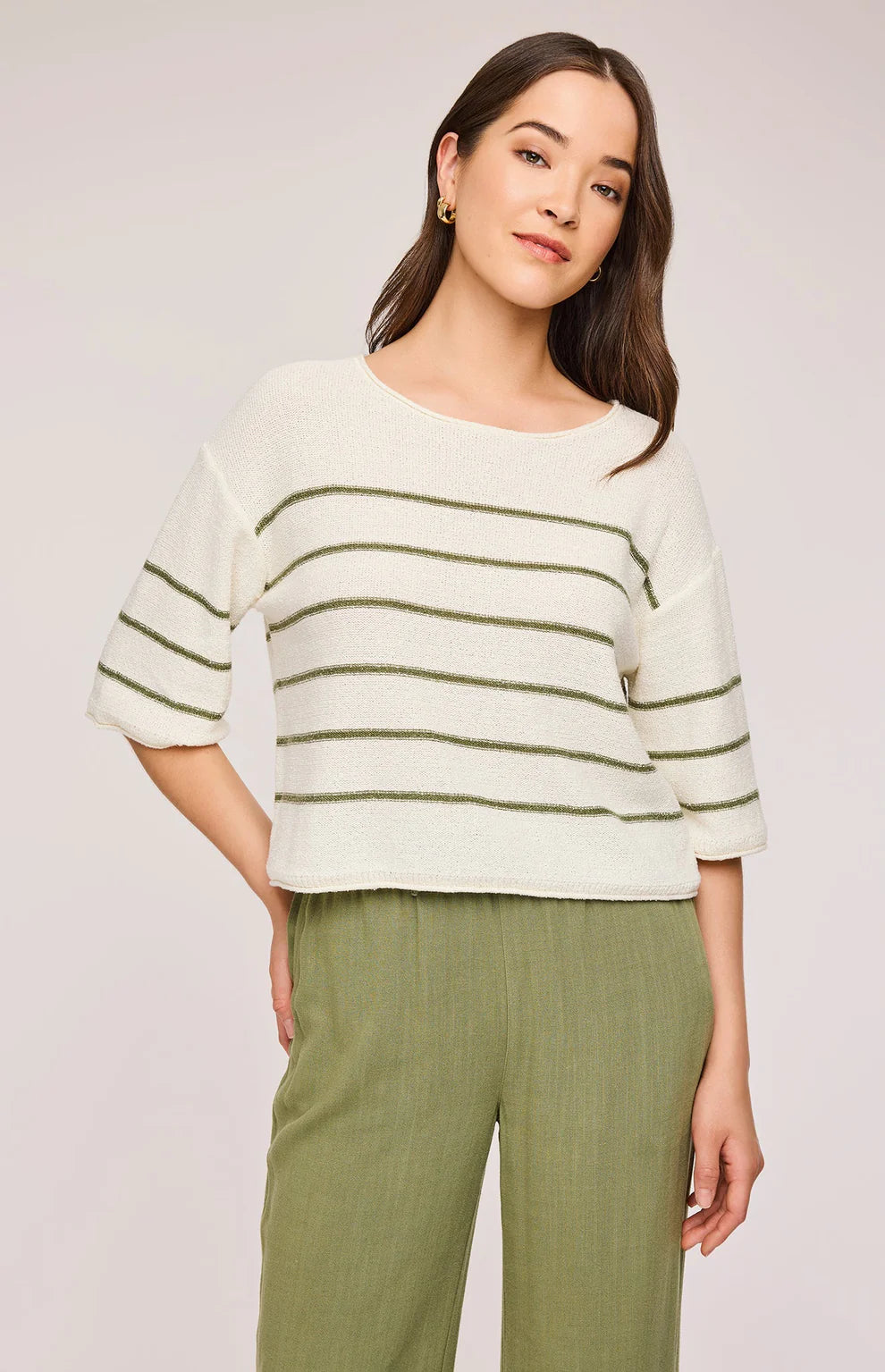GENTLE FAWN | KERRIGAN KNIT PULLOVER | MATCHA STRIPE