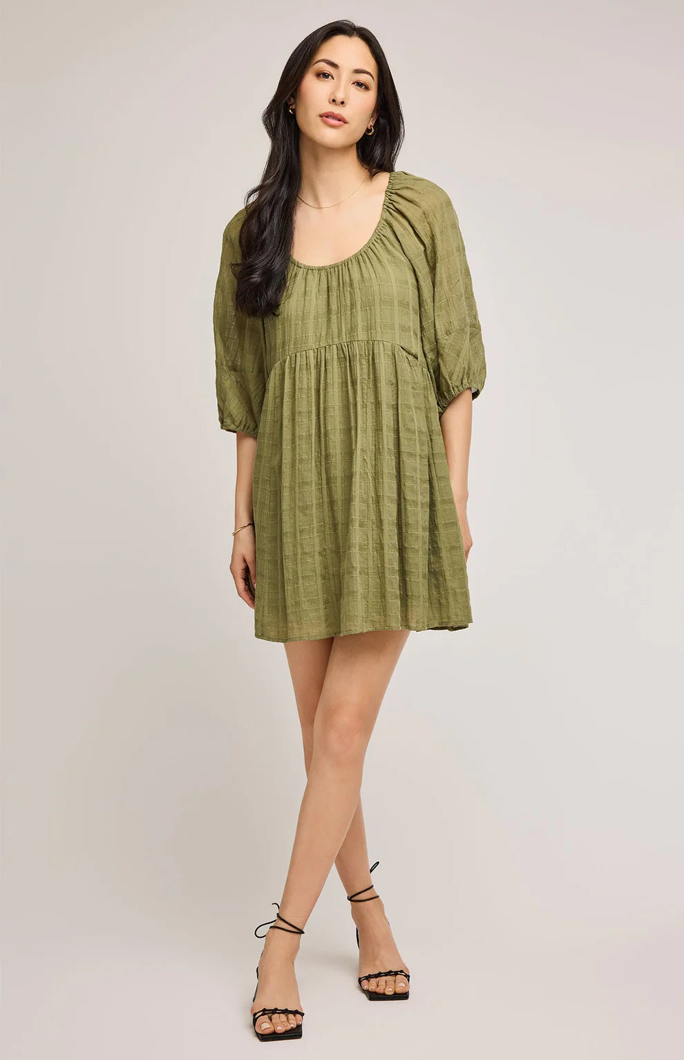 GENTLE FAWN | TALLULAH COTTON MINI DRESS | MATCHA