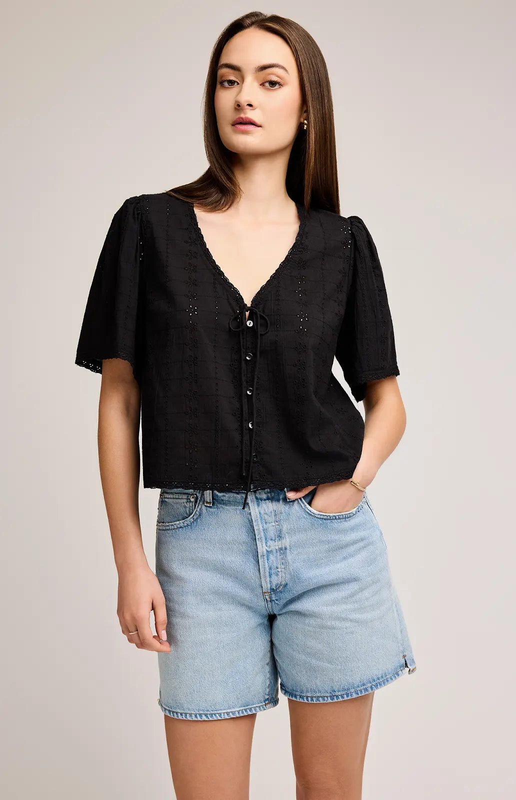 Gentle Fawn | Jessa Eyelet Top | Black