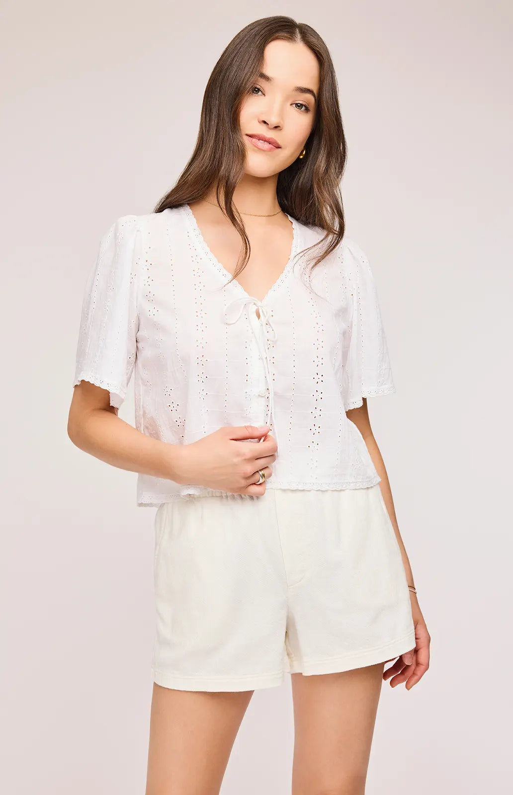 Gentle Fawn | Jessa Eyelet Top | White