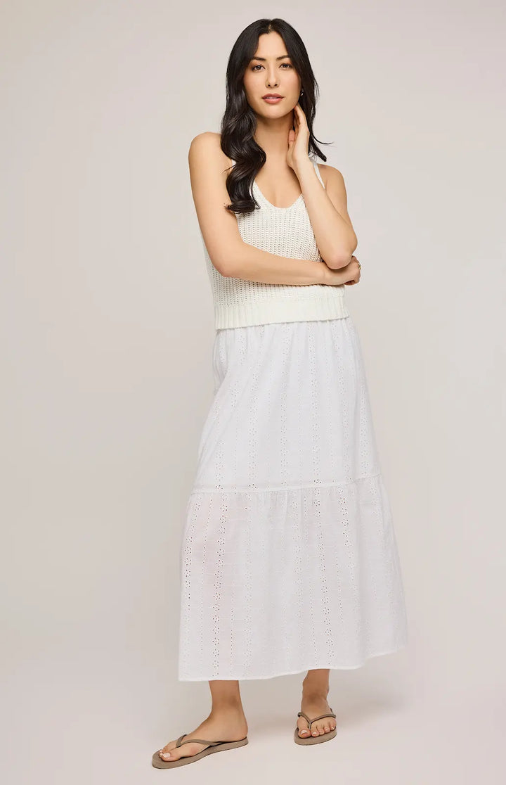 Gentle Fawn | Madrid Eyelet Midi Skirt | White