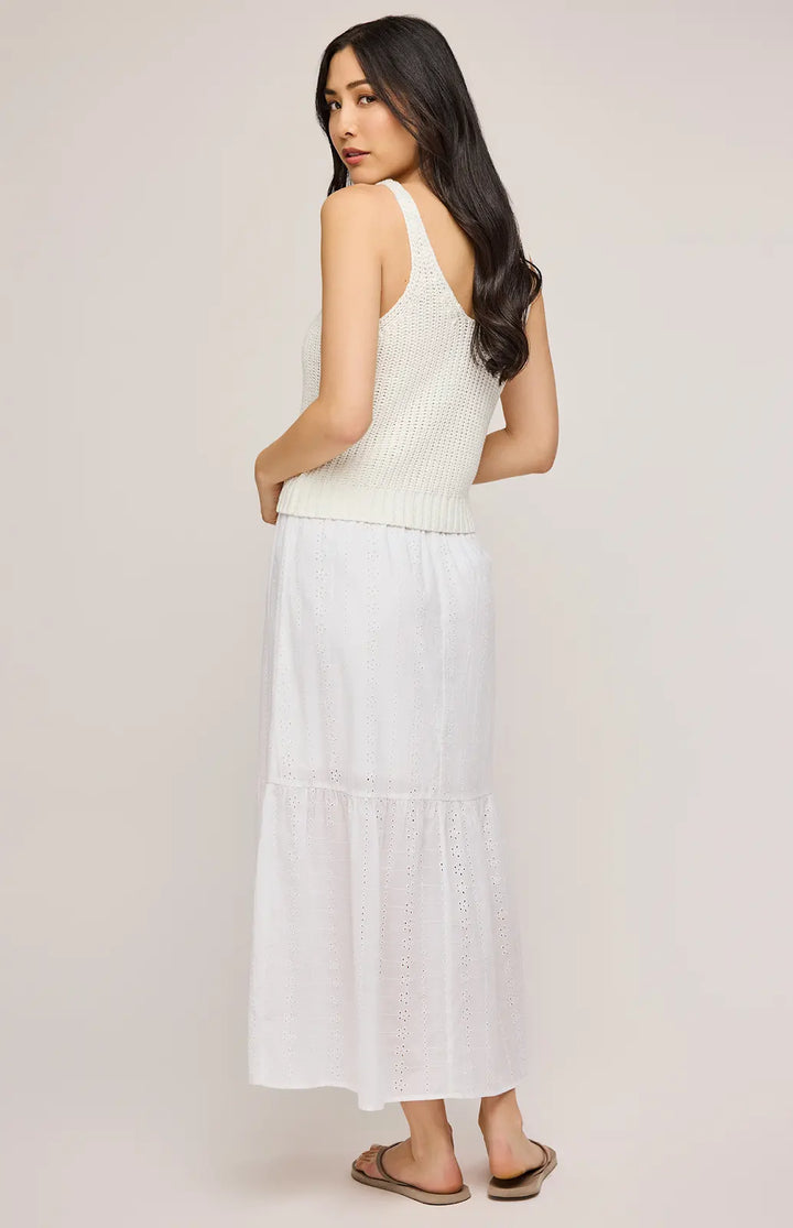Gentle Fawn | Madrid Eyelet Midi Skirt | White