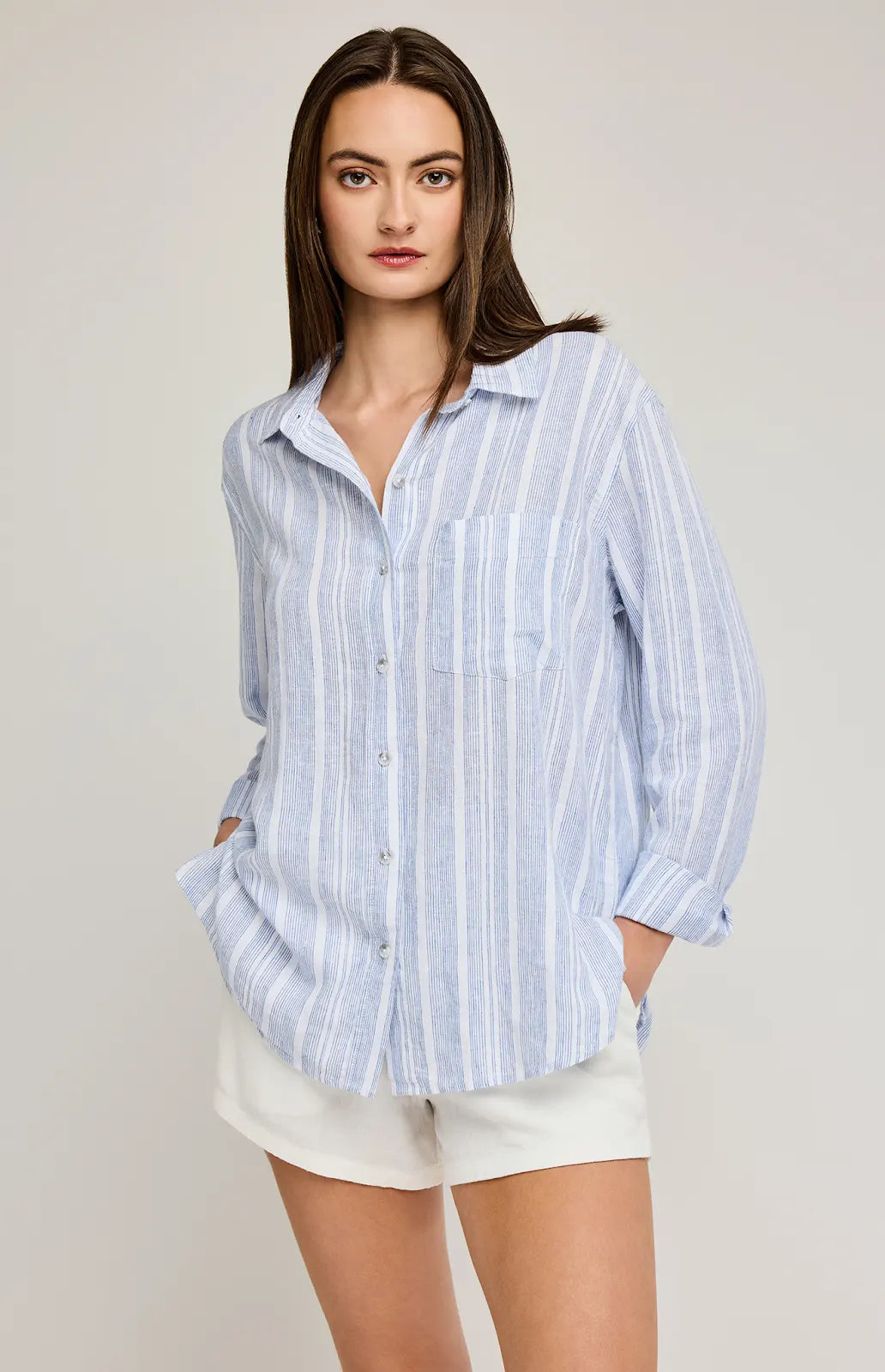 Gentle Fawn | Luka Button-Up Shirt | Blue Stripe