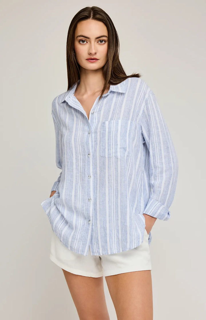Gentle Fawn | Luka Button-Up Shirt | Blue Stripe