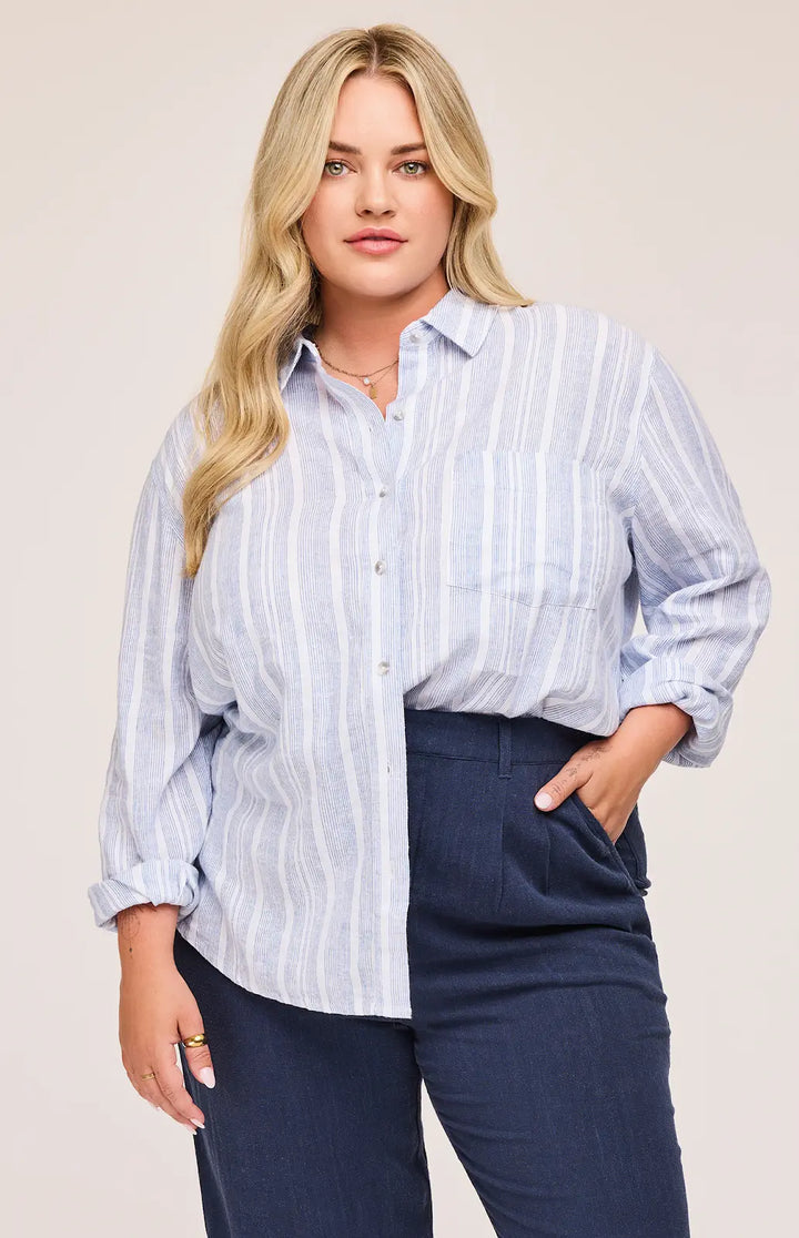 Gentle Fawn | Luka Button-Up Shirt | Blue Stripe