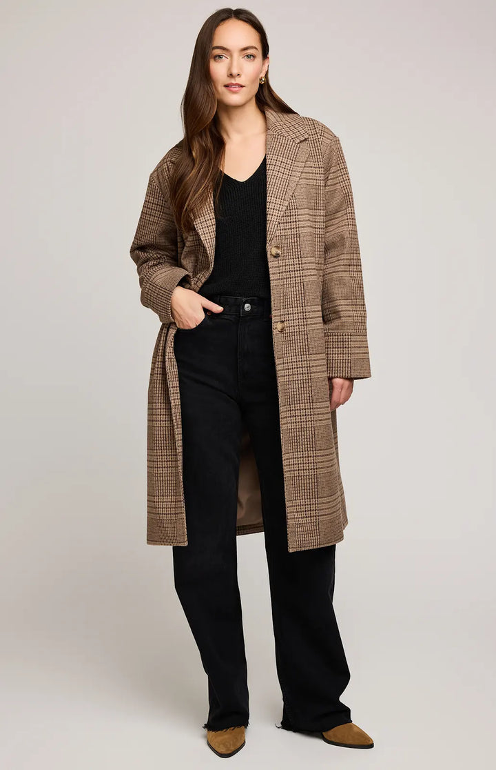 GENTLE FAWN | ROSAMUND COAT | chocolate glencheck
