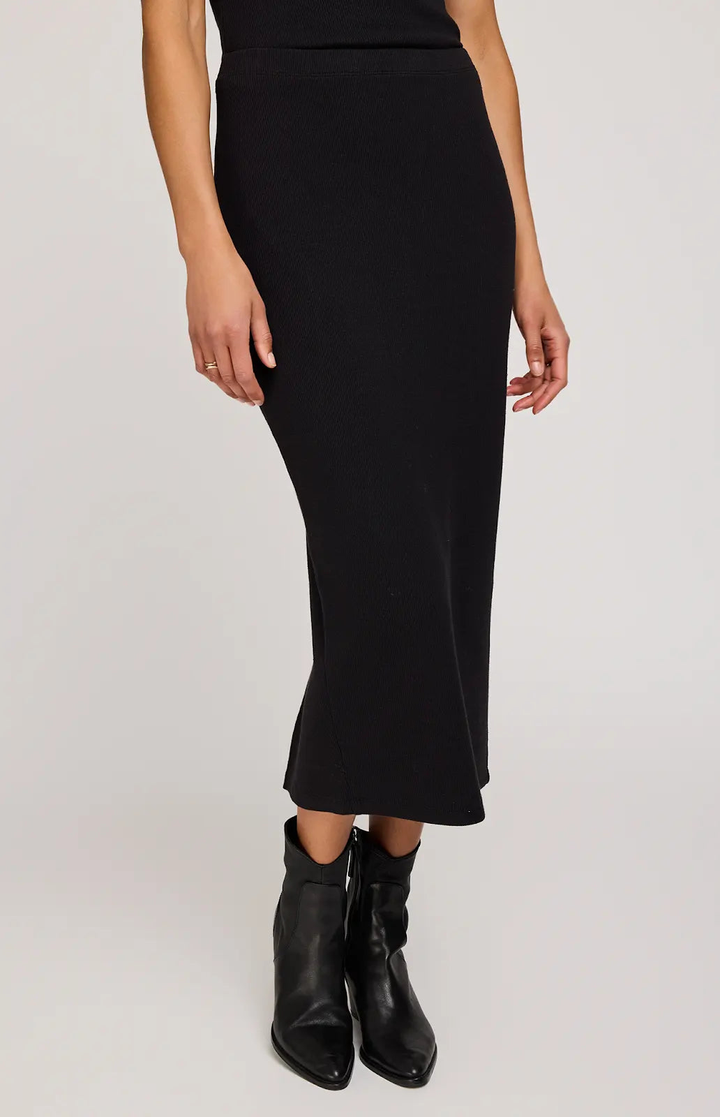 GENTLE FAWN | CATALINA RIBBED MIDI SKIRT | black