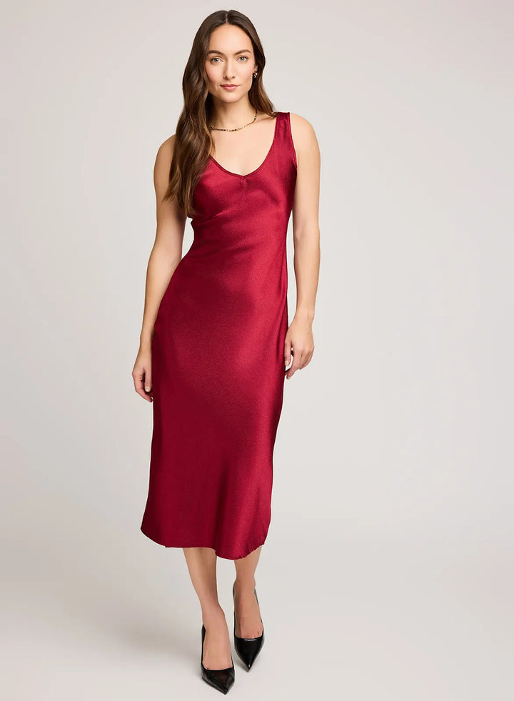 GENTLE FAWN | ASTRA SATIN DRESS | crimson