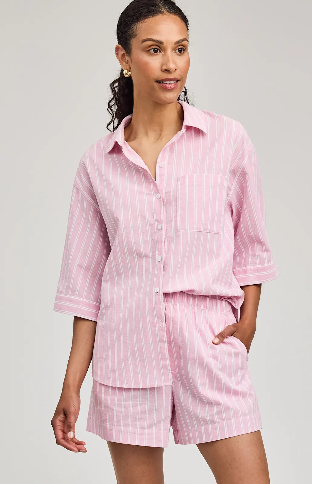 Gentle Fawn | Blaire Button Down | carnation stripe