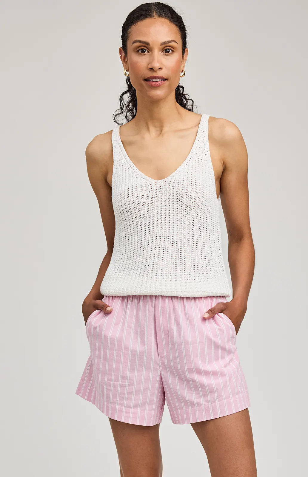 Gentle Fawn | Lima Short | carnation stripe