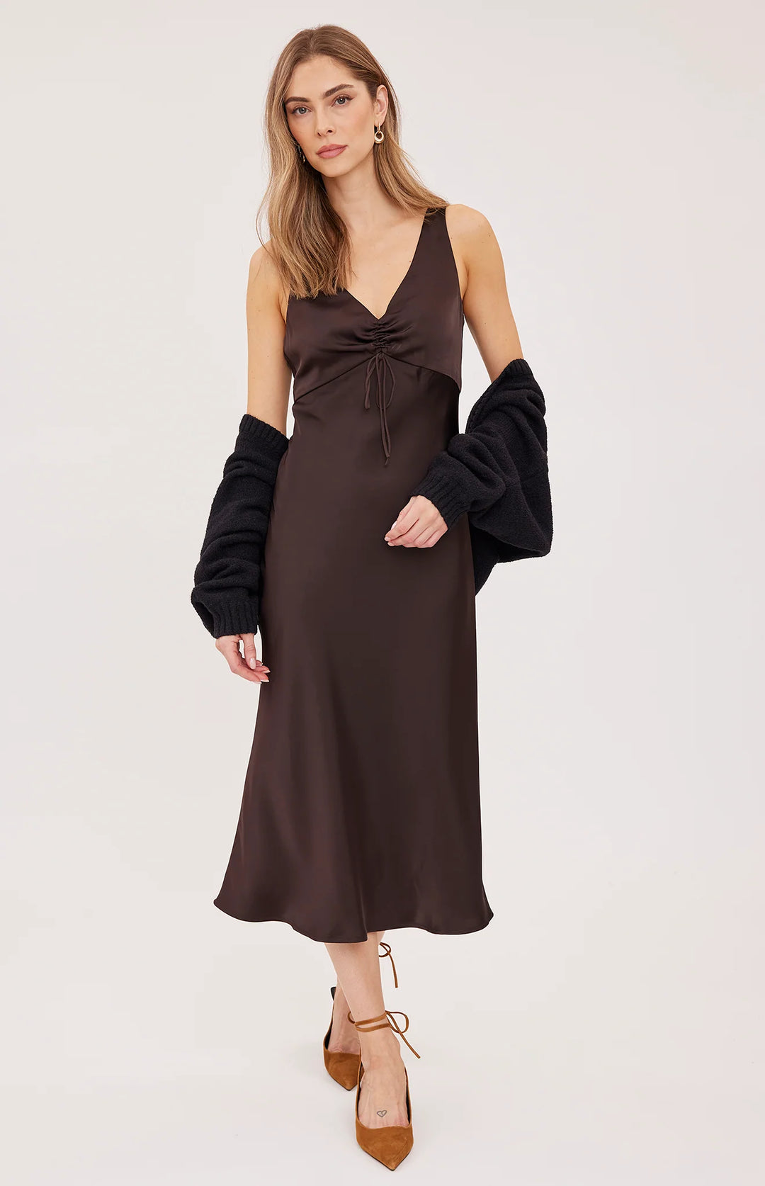 Gentle Fawn | Antonia Satin Dress | espresso