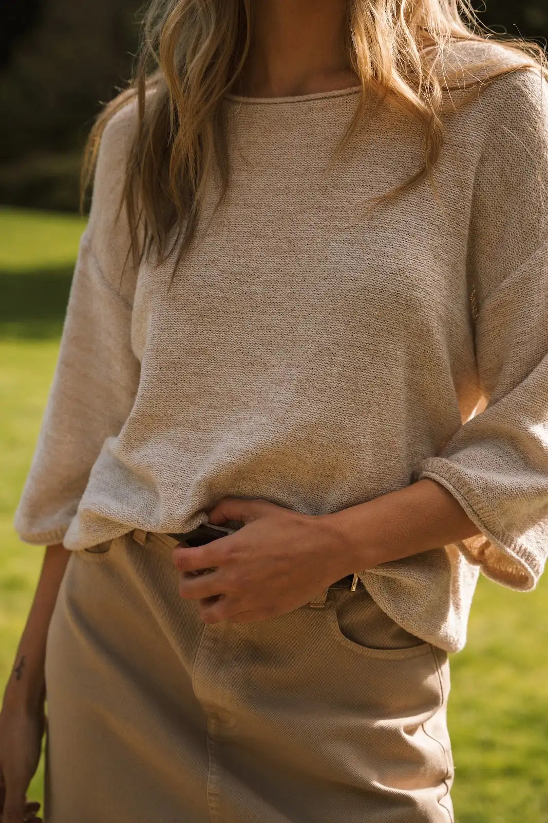 GENTLE FAWN | KERRIGAN KNIT PULLOVER | HEATHER BONE