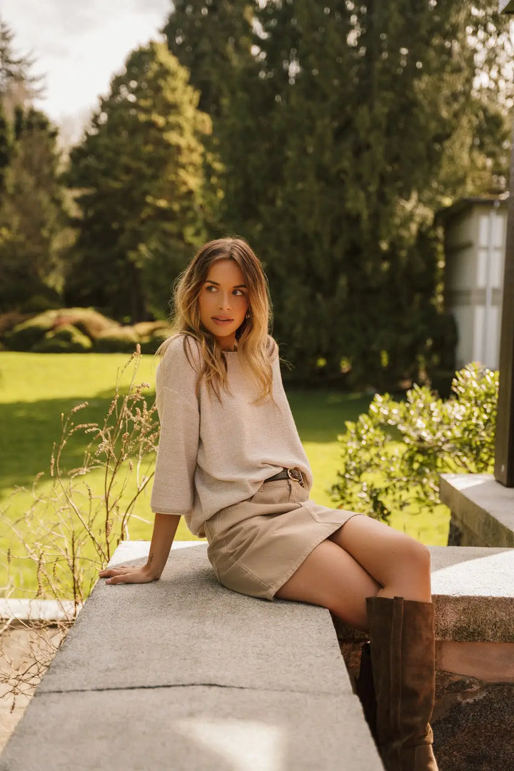 GENTLE FAWN | KERRIGAN KNIT PULLOVER | HEATHER BONE