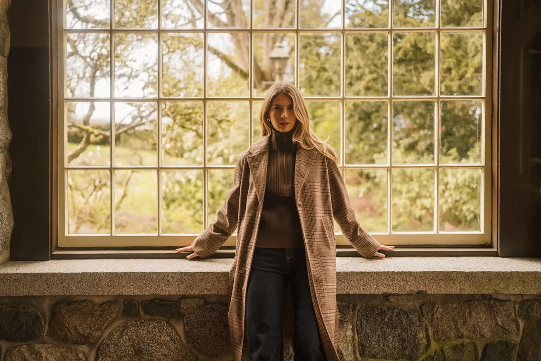 GENTLE FAWN | ROSAMUND COAT | chocolate glencheck