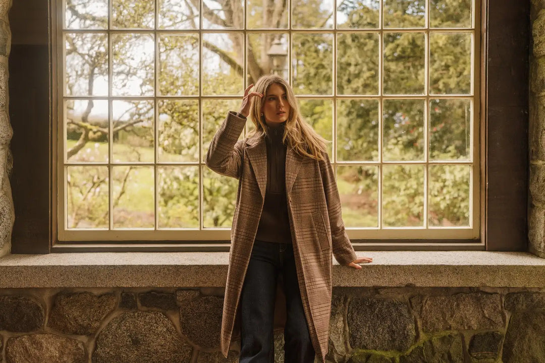 GENTLE FAWN | ROSAMUND COAT | chocolate glencheck