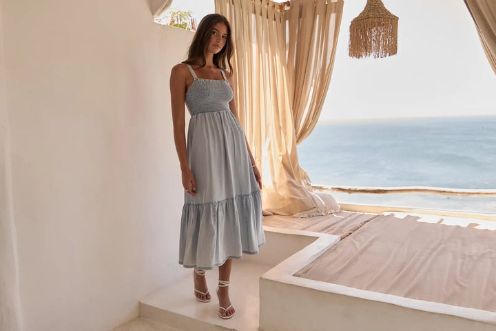 Gentle Fawn | Nova Midi Dress | Light Blue