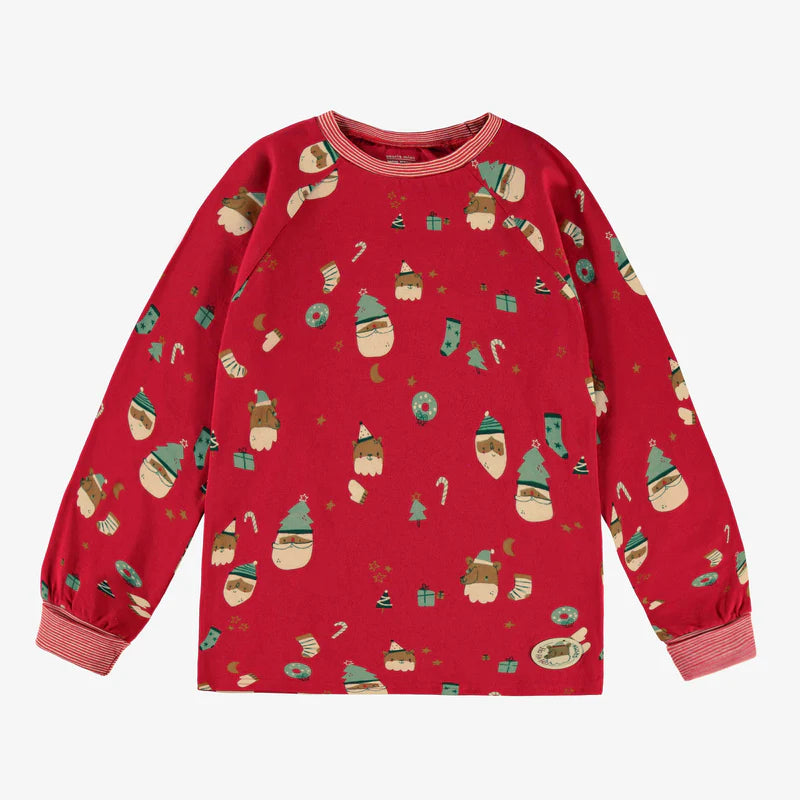 Souris Mini | Red Pajama Set with Festive All Over Print, Baby
