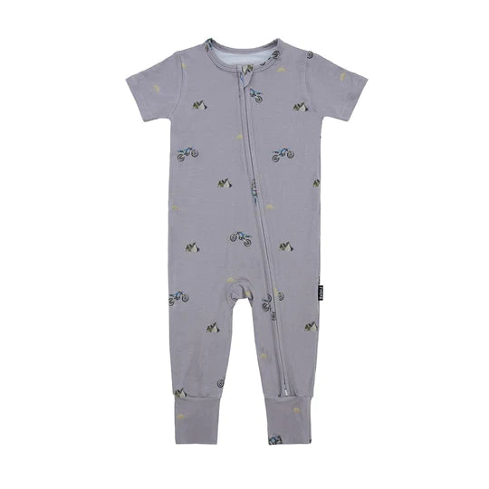 Short sleeves zipper romper | dirtbike