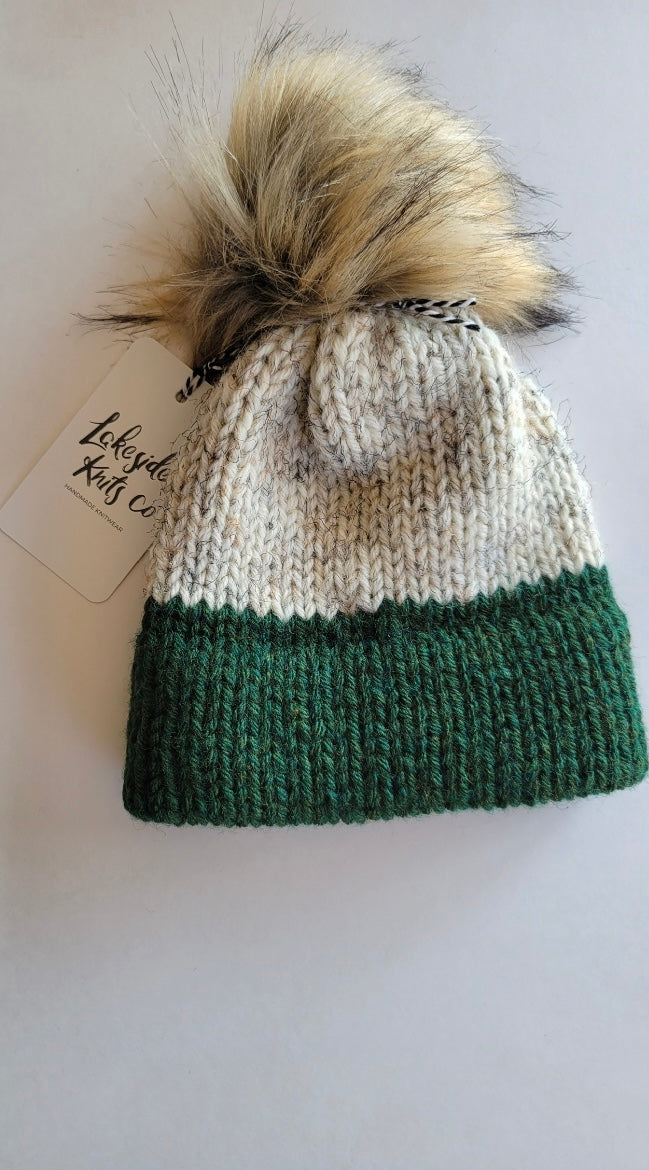 Knit Baby and Toddler Double Brim Toque | forest green | handmade in Ontario Canada