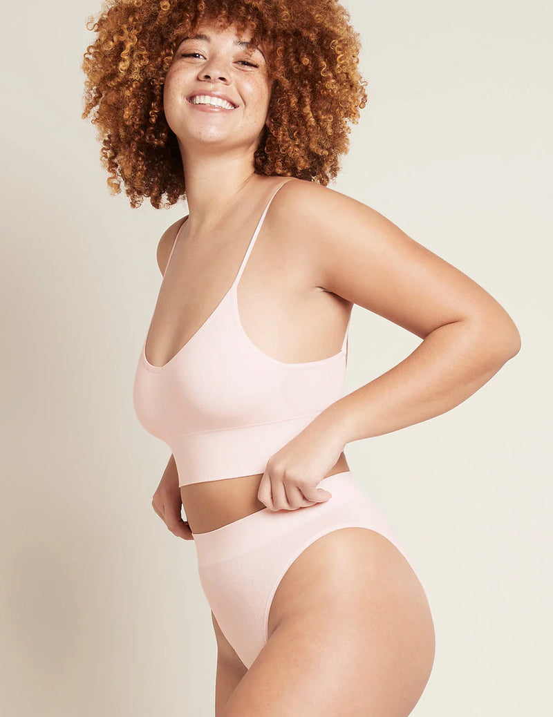 LYOLYTE Ribbed Low Back Bralette | powder pink