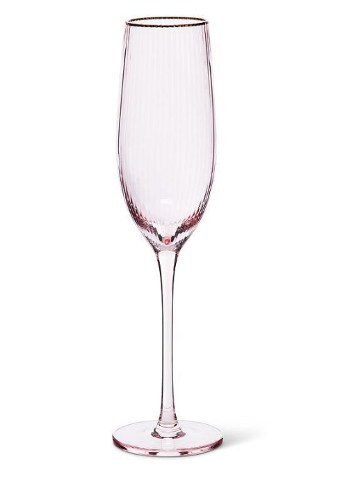 PINK FLUTE WITH GOLD RIM