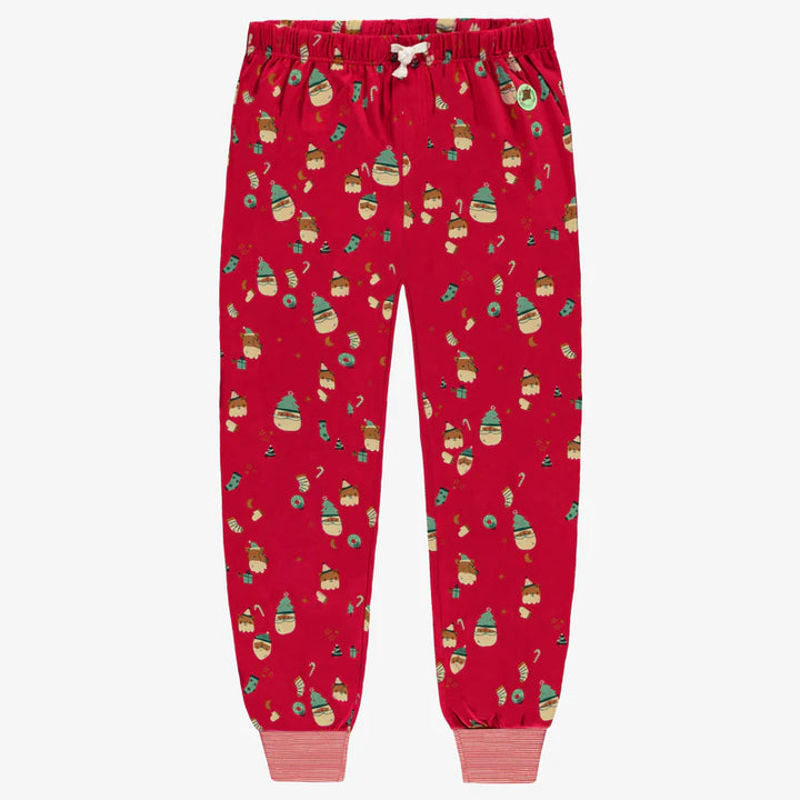 Souris Mini | Red Pajama Pants with Festive All Over Print, Adult