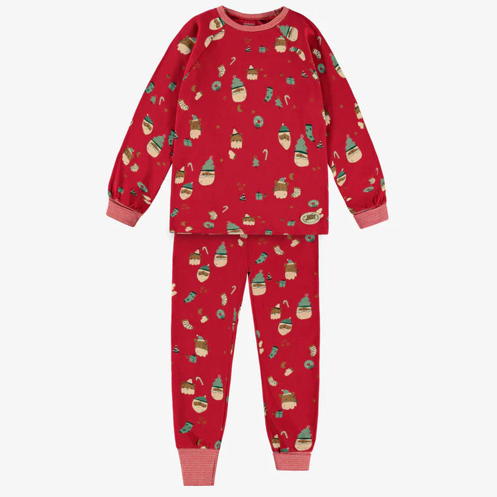 Souris Mini | Red Pajama Set with Festive All Over Print, Baby