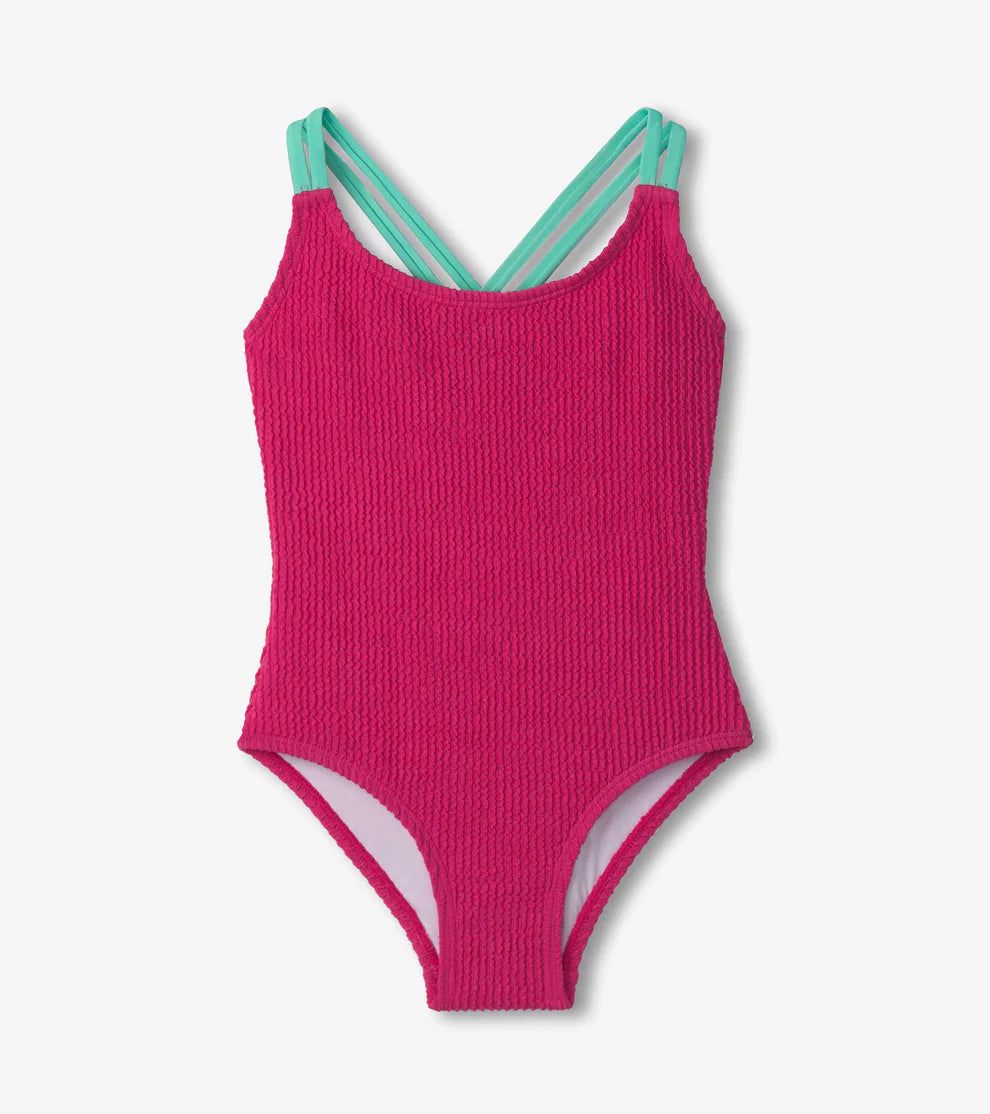 Hatley | Kids Cross Strap Swimsuit | Fuchsia Purple