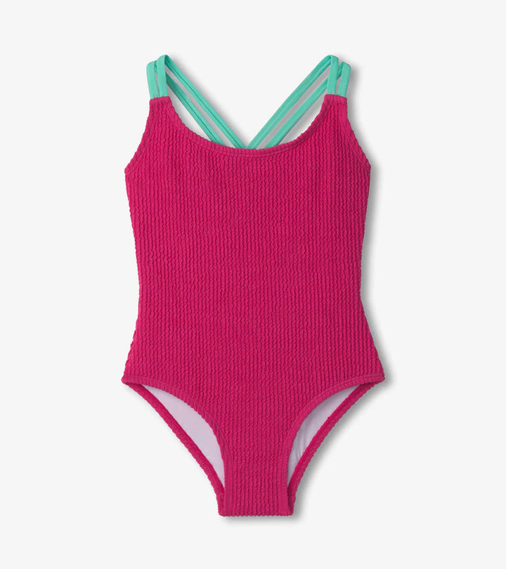 Hatley | Kids Cross Strap Swimsuit | Fuchsia Purple